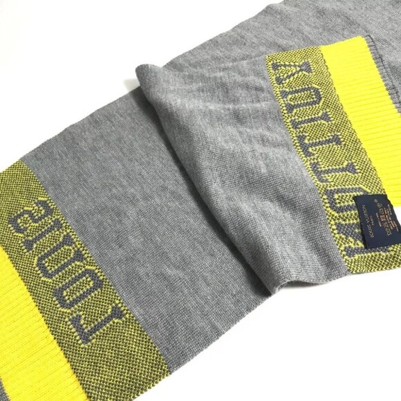 LOUIS VUITTON M71230 Echarpes-Louis logo Scarf wool yellow/gray - Picture 7 of 9